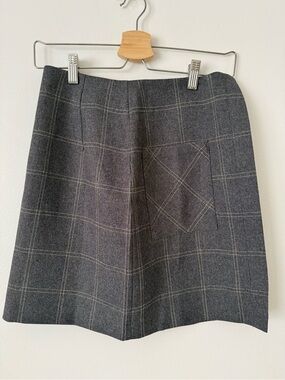 MNG Mango Plaid Mini Skirt Gray Windowpane Pocket A-Line Women’s XS